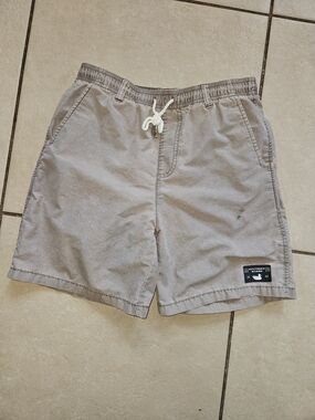 Southern Marsh Kids Taupe Swim Trunks with White Drawstring